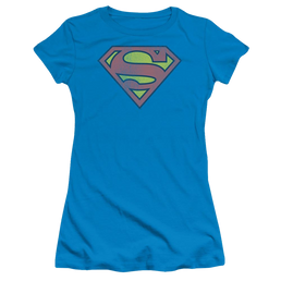 DC Comics Retro Supes Logo Distressed - Juniors T-Shirt Juniors T-Shirt Superman   