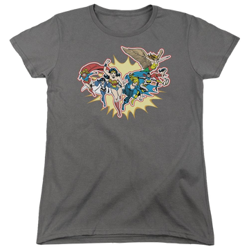 Charcoal women's t-shirt with Justice League DC Comics Please Get Me graphic
