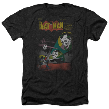 Charcoal men's heather t-shirt with Batman DC Comics Wrong Signal graphic