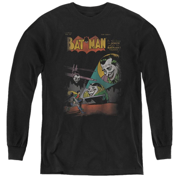 Black youth long sleeve t-shirt with Batman Robin Wrong Signal graphic