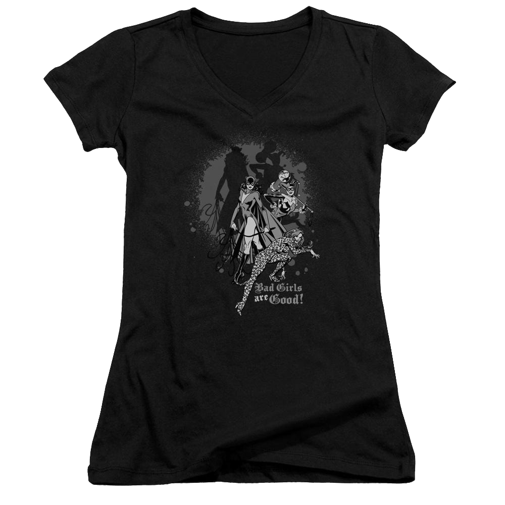 DC Comics Bad Girls Are Good - Juniors V-Neck T-Shirt Juniors V-Neck T-Shirt Justice League   
