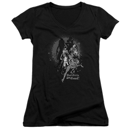 DC Comics Bad Girls Are Good - Juniors V-Neck T-Shirt Juniors V-Neck T-Shirt Justice League   