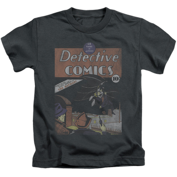 Charcoal kid's t-shirt for ages 4 to 7 with Superman Detective #27 Distressed graphic