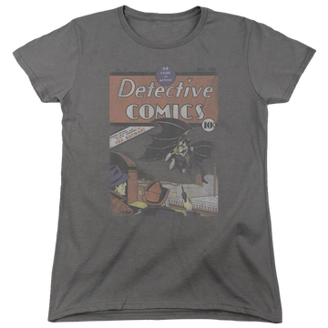 Charcoal women's t-shirt with Superman DC Comics Detective #27 Distressed graphic