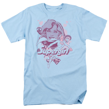 Light blue men's regular fit t-shirt with Superman Supergirl graphic