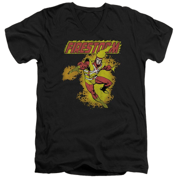 Black men's v-neck t-shirt with DC Comics Firestorm graphic