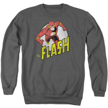 Charcoal men's crewneck sweatshirt with The Flash Run Flash Run graphic