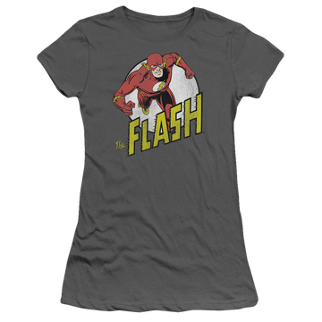 Charcoal juniors t-shirt with The Flash Run Flash Run graphic