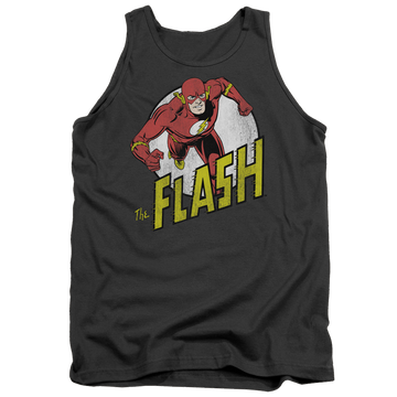 Charcoal men's tank with The Flash Run Flash Run graphic