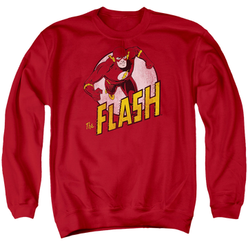 Red men's crewneck sweatshirt with The Flash graphic