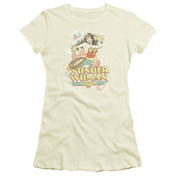 Cream juniors t-shirt with Wonder Woman DC Comics Strength graphic