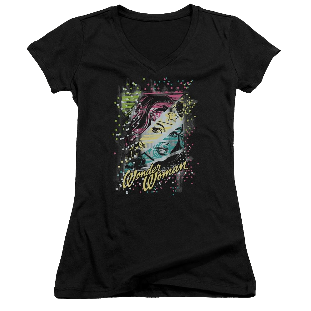 DC Comics Color Block - Juniors V-Neck T-Shirt Juniors V-Neck T-Shirt Wonder Woman   