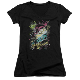 DC Comics Color Block - Juniors V-Neck T-Shirt Juniors V-Neck T-Shirt Wonder Woman   