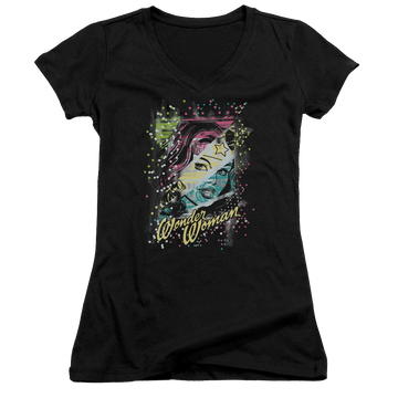 DC Comics Color Block - Juniors V-Neck T-Shirt Juniors V-Neck T-Shirt Wonder Woman   
