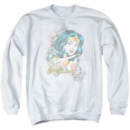 DC Comics Wonder Scroll - Men's Crewneck Sweatshirt Men's Crewneck Sweatshirt Wonder Woman   