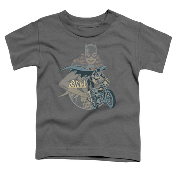 Charcoal toddler t-shirt with Batman Batgirl Biker graphic