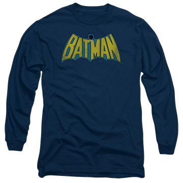 Navy men's long sleeve t-shirt with DC Comics Classic Batman Logo graphic