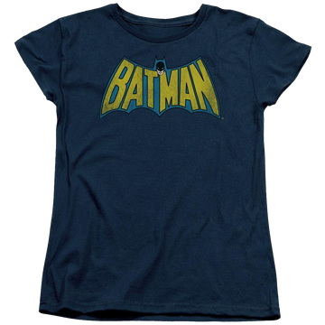 Navy women's t-shirt with DC Comics Classic Batman Logo graphic