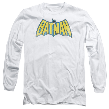 White men's long sleeve t-shirt with DC Comics Classic Batman Logo graphic