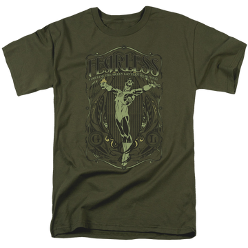 Military green men's regular fit t-shirt with Green Lantern Fearless graphic