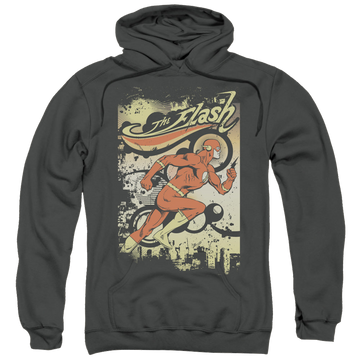 Charcoal pullover hoodie with The Flash Just Passing Through graphic