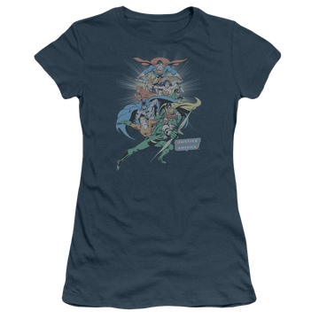 Indigo juniors t-shirt with Justice League DC Comics In League graphic
