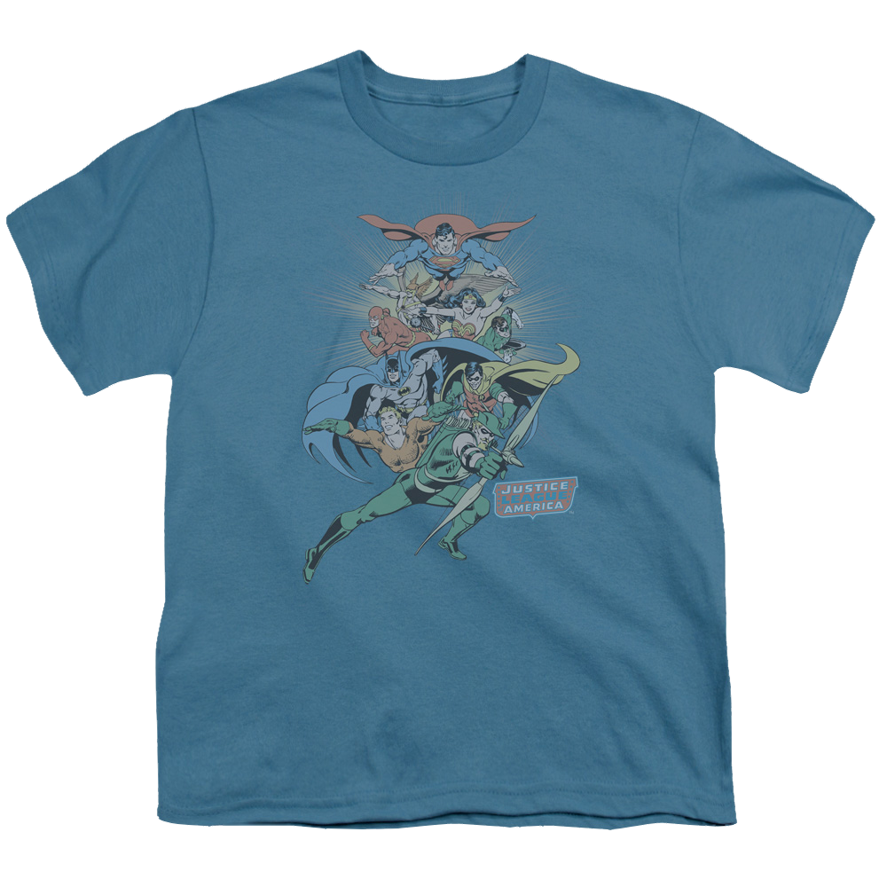 Justice League In League - Youth T-Shirt Youth T-Shirt (Ages 8-12) Justice League   