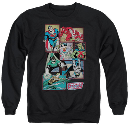 DC Comics Justice League Boxes - Men's Crewneck Sweatshirt Men's Crewneck Sweatshirt Justice League   