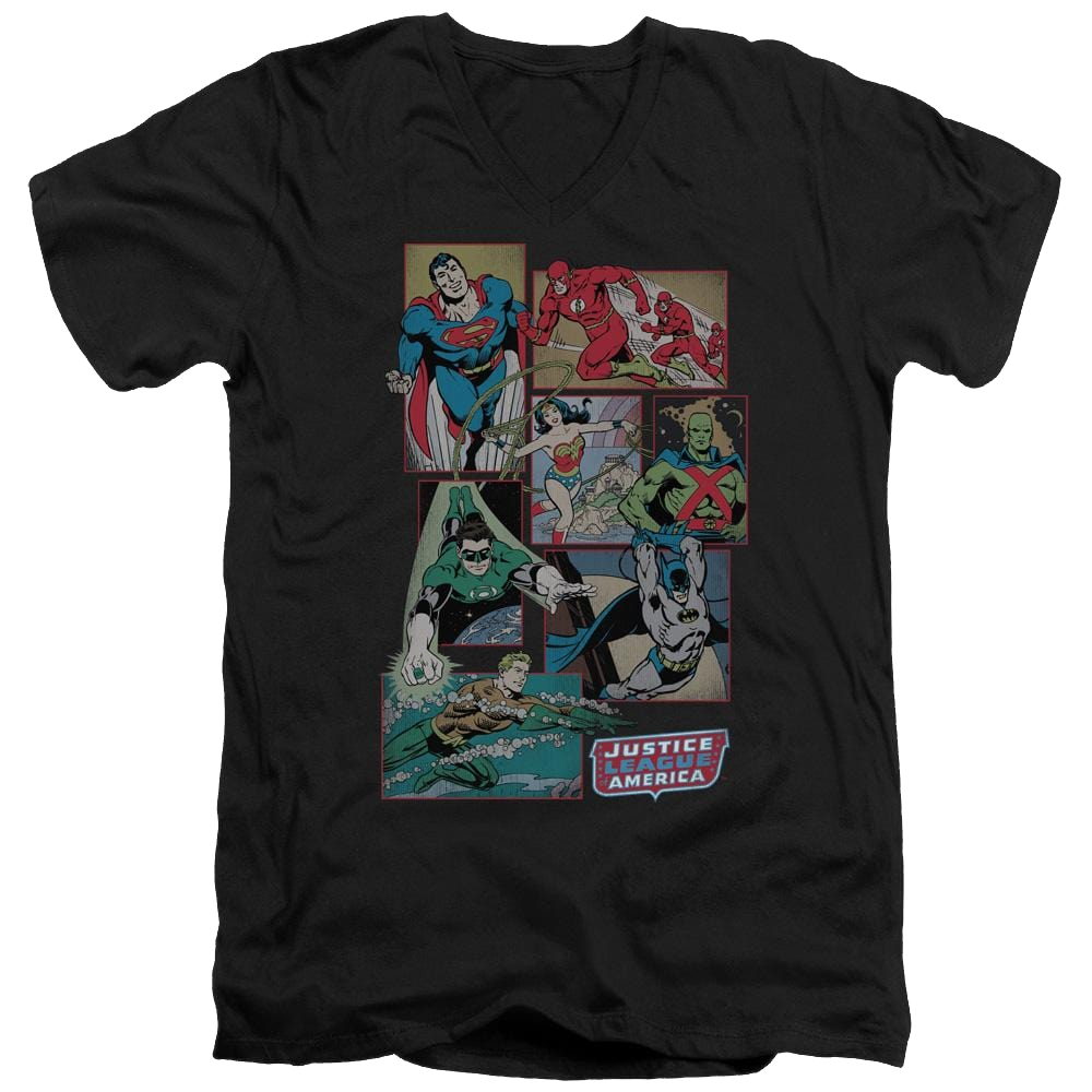 DC Comics Justice League Boxes - Men's V-Neck T-Shirt Men's V-Neck T-Shirt Justice League   