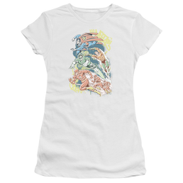 DC Comics Halftone League - Juniors T-Shirt Juniors T-Shirt Justice League   