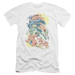 DC Comics Halftone League - Men's Premium Slim Fit T-Shirt Men's Premium Slim Fit T-Shirt Justice League   
