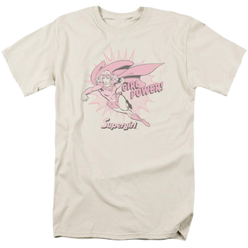 Cream men's regular fit t-shirt with Superman DC Comics Girl Power graphic