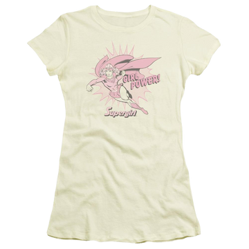 Cream juniors t-shirt with Superman DC Comics Girl Power graphic