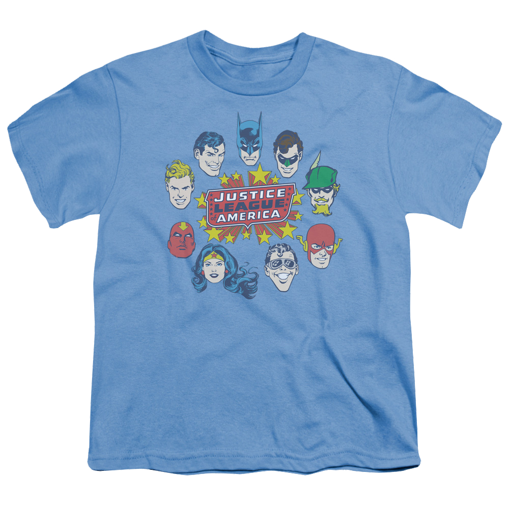 Justice League Justice Head Circle - Youth T-Shirt Youth T-Shirt (Ages 8-12) Justice League   