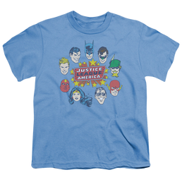 Justice League Justice Head Circle - Youth T-Shirt Youth T-Shirt (Ages 8-12) Justice League   