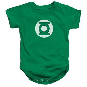 Kelly green baby bodysuit with Green Lantern Logo graphic
