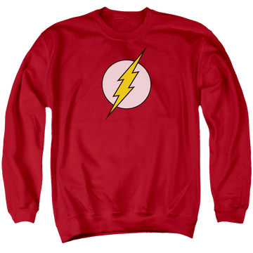 Red men's crewneck sweatshirt with Flash Logo graphic