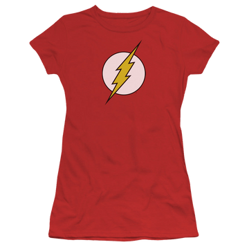 Red juniors t-shirt with Flash Logo graphic