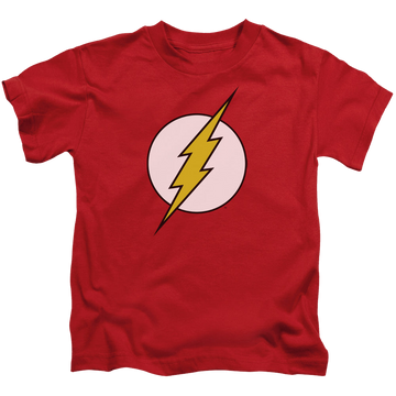 Red kid's t-shirt for ages 4 to 7 with Flash Logo graphic