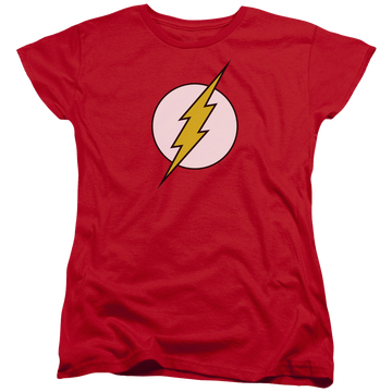 Red women's t-shirt with Flash Logo graphic