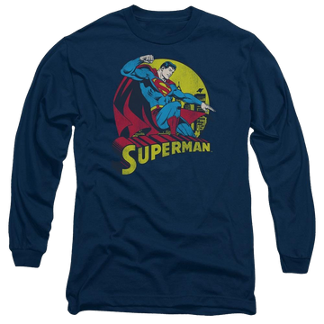 Navy men's long sleeve t-shirt with Superman DC Comics Big Blue graphic