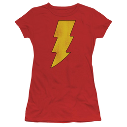 DC Comics Shazam Logo Distressed - Juniors T-Shirt Juniors T-Shirt Shazam   
