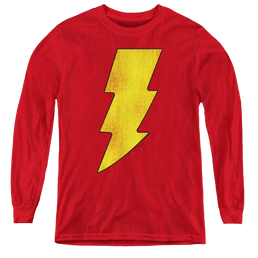 Shazam Shazam Logo Distressed - Youth Long Sleeve T-Shirt Youth Long Sleeve T-Shirt Shazam   