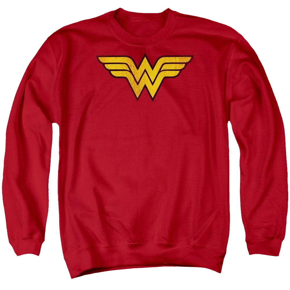 DC Comics Wonder Woman Logo Dist - Men's Crewneck Sweatshirt Men's Crewneck Sweatshirt Wonder Woman   