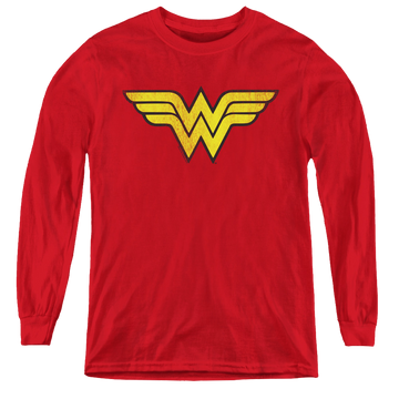 Wonder Woman Wonder Woman Logo Dist - Youth Long Sleeve T-Shirt Youth Long Sleeve T-Shirt Wonder Woman   
