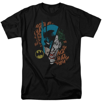 Black men's regular fit t-shirt with Batman DC Comics Broken Visage graphic