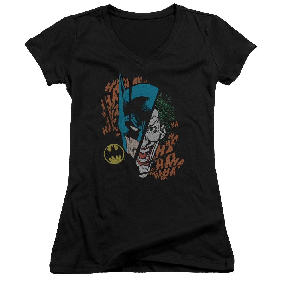 DC Comics Broken Visage - Juniors V-Neck T-Shirt Juniors V-Neck T-Shirt Batman   