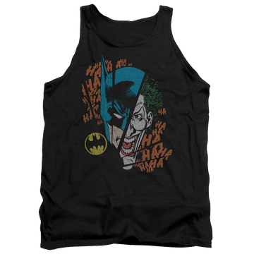Black men's tank with Batman DC Comics Broken Visage graphic