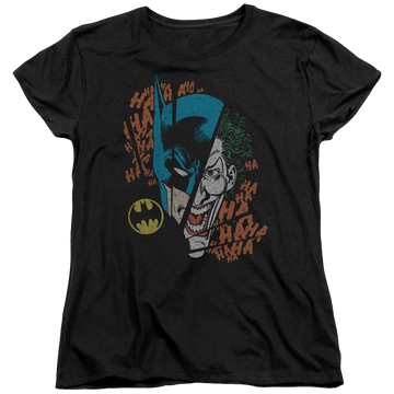 Black women's t-shirt with Batman DC Comics Broken Visage graphic