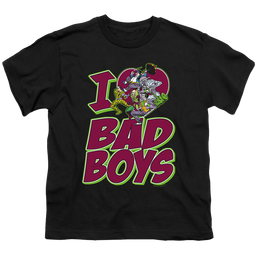 Justice League I Heart Bad Boys - Youth T-Shirt Youth T-Shirt (Ages 8-12) Justice League   